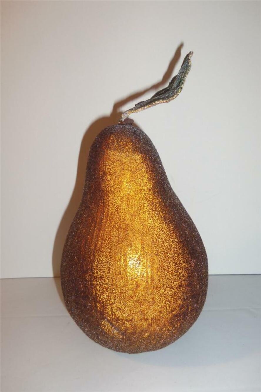 Large Glittered Pear Fruit Sparkly Faux -091334